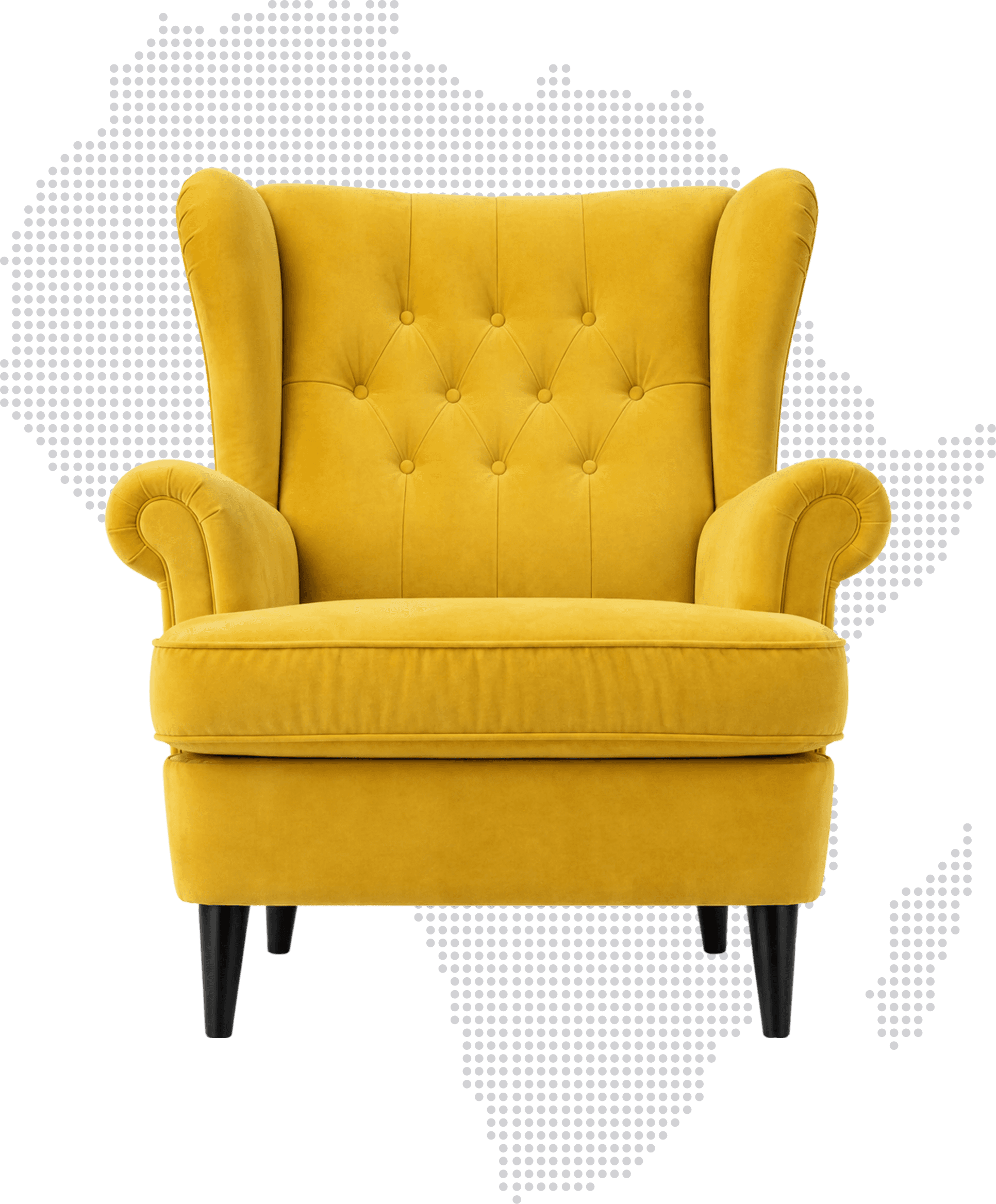 Yellow wingback armchair representing BFAD's bold civic media brand